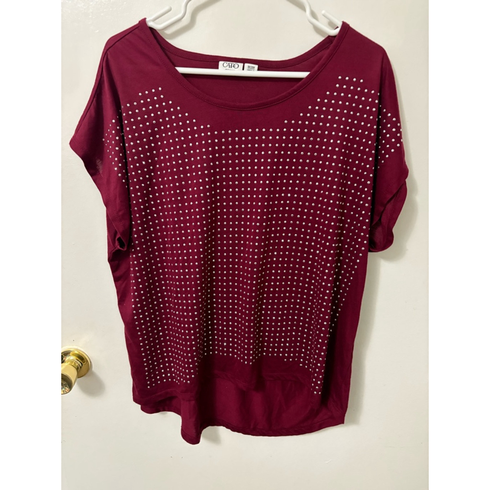 Cato Maroon women's silver beaded accent top size 18 -20